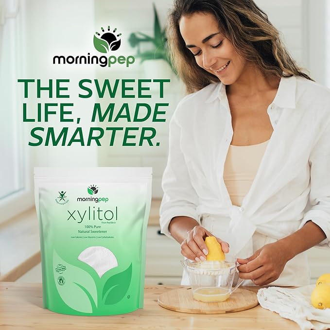 Morning Pep Sample Size Pure Birch Xylitol (Keto Diet Friendly) Sweetener with no Aftertaste 4 OZ (Not from Corn) Non GMO Kosher Gluten Free Product of USA. 4 Onces