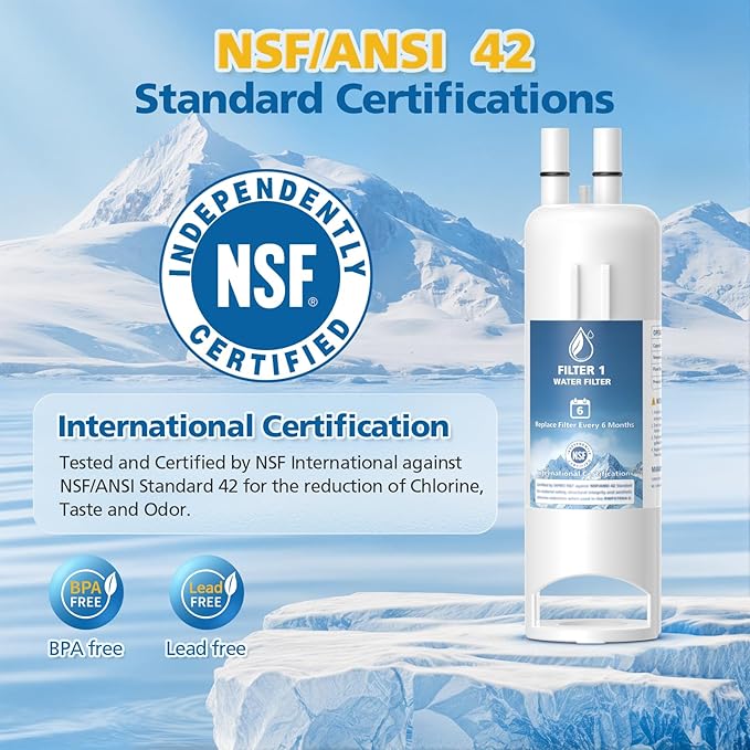 EDR1RXD1 Water Filter Compatible with Filter 1, for EDR1RXD1, W10295370, EDR1RXD1B, WHR1RXD1, KAD1RXD1, P4RFKB2, 46-9930, 46-9081, Every 6 Months Value, NSF Certified, 3 Pack