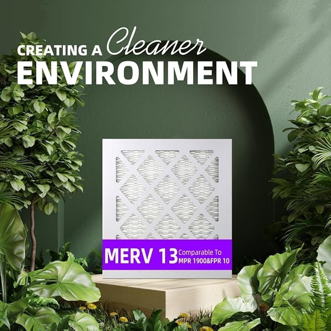 12x12x1 MERV 13 (6-Pack) Pleated Air Filter (Actual Size: 11.75" x 11.75" x 0.75") MPR 1900 & FPR 10, Furnace Air Filters, 12x12x1 air filter