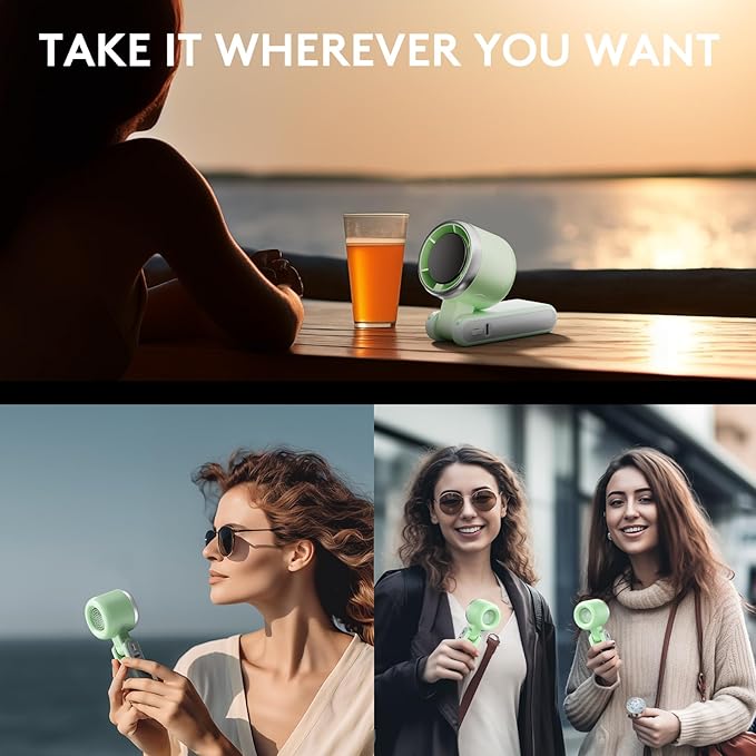 Foldable Handheld Fan - Portable High Speed Rechargeable 10000mAh Mini Turbo With Digital Display, 5 Speed Adjustable Personal Small Pocket, Gifts for Women Men Travel Camp Outdoor Office