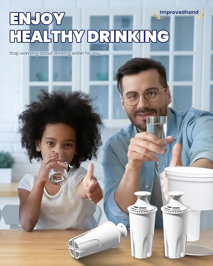 Improvedhand Water Filter Replacement Compatible with Water Pitchers and Dispensers, OB03, Classic 35557, Mavea 107007 and More, Pack of 6