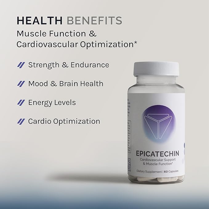 InfiniWell Epicatechin Supplement - Support Muscle Building & Nitric Oxide Production - Promote Healthy Protein Synthesis, Exercise Recovery, Antioxidant Support & Cognitive Function (60 Capsules)