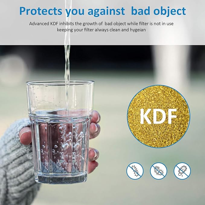 RV inline water filter with Flexible Hose Protector,Dedicated for RVs and Marines,2 pack Drinking,Washing filter,Reduces Lead,Fluoride,Chlorine,Bad Tast,Odor