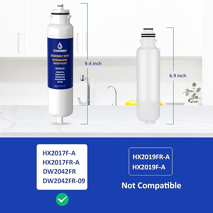HX2017FR-A Water Filter Replacement for Hisense Water Filter, Compatible with Hisense HX2017F-A, HRF266N6CSE, HRF266N6CSE1, HRF209N6CSE, HRF254N6DSE, Daewoo DW2042FR, DW2042FR-09, 1 Pack