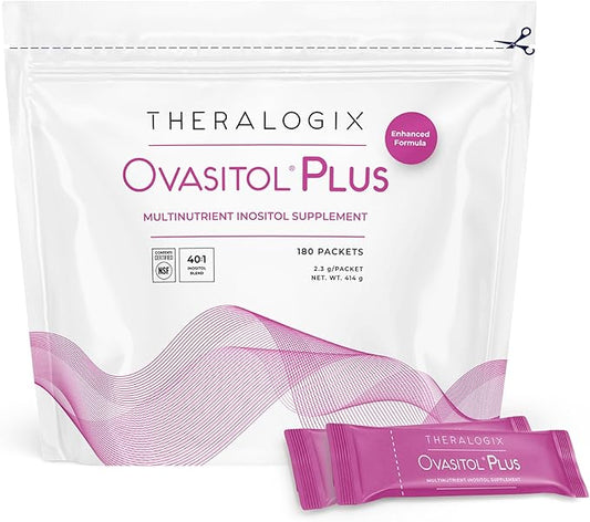 Theralogix Ovasitol Plus Metabolic Health Supplement - Myo-Inositol & D-Chiro Inositol+Chromium Picolinate+Alpha-lactalbumin & Vitamin D - 90-Day Supply - Unflavored - 180 Count