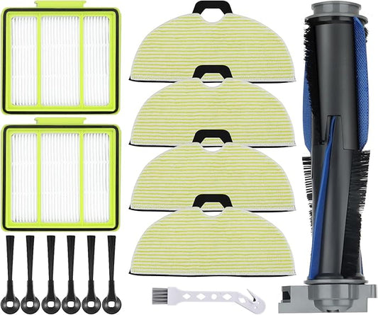 RV2000WD Replacement Parts for Shark RV2002WXUS RV2002WD RV2001DRUS RV2001WD AV2001WD Mop Brush Filter Kit with Shark AI Robot Vacuum Cleaner, 1 Brushroll, 2 Filters, 4 Mop Pads, 6 Side Brushes