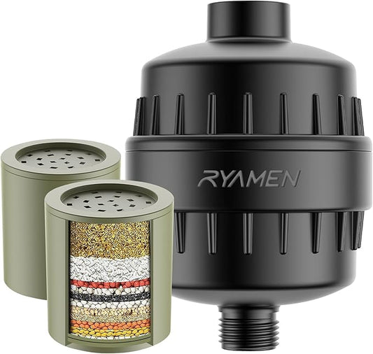 Heavy Duty Shower Filter, Shower Water Filter, 99% REMOVAL Shower Head Filter for Hard Water, Heavy Metals, Chlorine, Enhanced Water Filtration for Healthier Skin and Hair (Black)