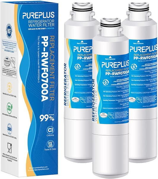 PUREPLUS DA29-00020B Refrigerator Water Filter Replacement for Samsung RF28HMEDBSR, RF263BEAESR, HDX FMS-2, HAF-CIN/EXP, RF4287HARS, RF28HFEDBSR, DA29-00020A, RF261BEAESR, DA97-08006A, 469101, 3PACK