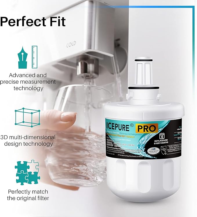 ICEPURE DA29-00003G Remove PFOA&PFOS, NSF/ANSI 401&473&53 Replacement for Samsung DA29-00003A, Aqua-Pure Plus DA29-00003B, HAFCU1, RSG257AARS RF267AERS, HDX-FMS-1 Refrigerator Water Filter, 2PACK