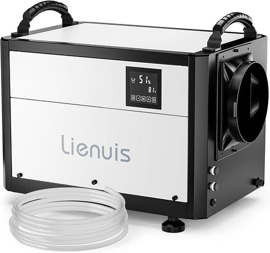 Crawl Space Dehumidifier with Drain Hose, Industry Water Damage Restoration, Auto Defrost, Memory Starting, Remote Control, CSA Listed, 110 Pints Commercial Dehumidifier for Warehouse Whole House