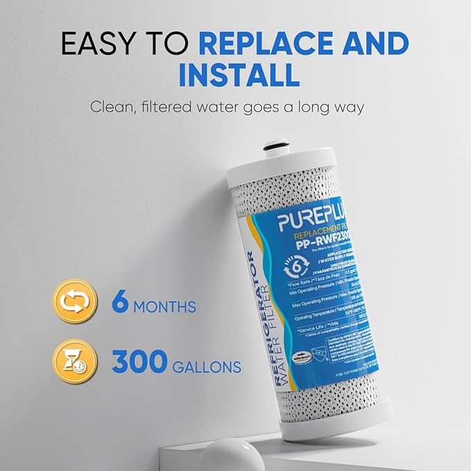PUREPLUS WF1CB Replacement for Frigidaire PureSource WFCB, RG100, NGRG2000, WF284, Kenmore 9910, 469906, 469910, RF100, RWF1030, MPF16135, RWF2300A, BCF84, 9913, 9906 Refrigerator Water Filter, 6Pack