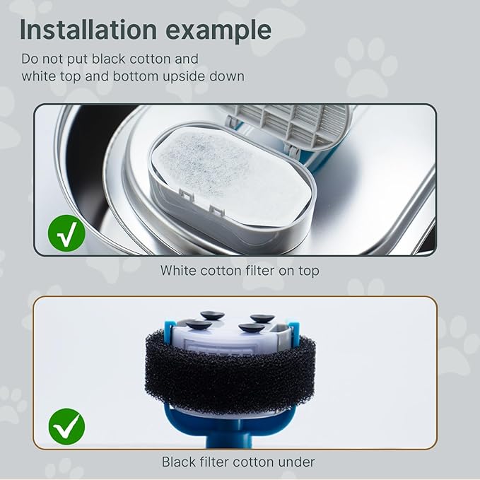 24 Pcs Cat Water Fountain Filters,12 Pack Cat Water Fountain Replacement Filters & 12 Pack Pre-Filter Sponges,Fountain Filter Replacement for Rellaty and Neareal 108oz/3.2L Pet Stainless Fountain