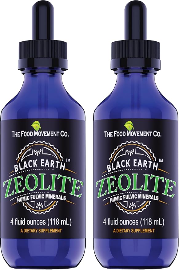 Black Earth Zeolite with Humic Fulvic Acids Trace Minerals for Adults and Kids for Detox, Gut Health and Immune Support - Twinpack 4 Fl Oz Bottles (8 fl oz)