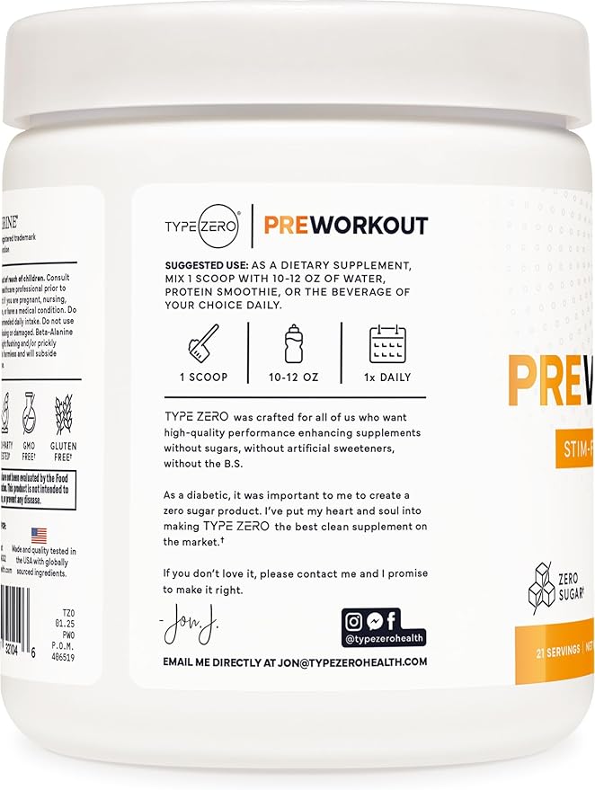 Type Zero Ultra Clean Stim Free Pump Pre Workout (Pineapple Orange Mango) Beetroot, Arginine, Citrulline Malate, Betaine, Beta A, ACV+ Sugar/Caffeine Free Non Stim Preworkout Men & Women