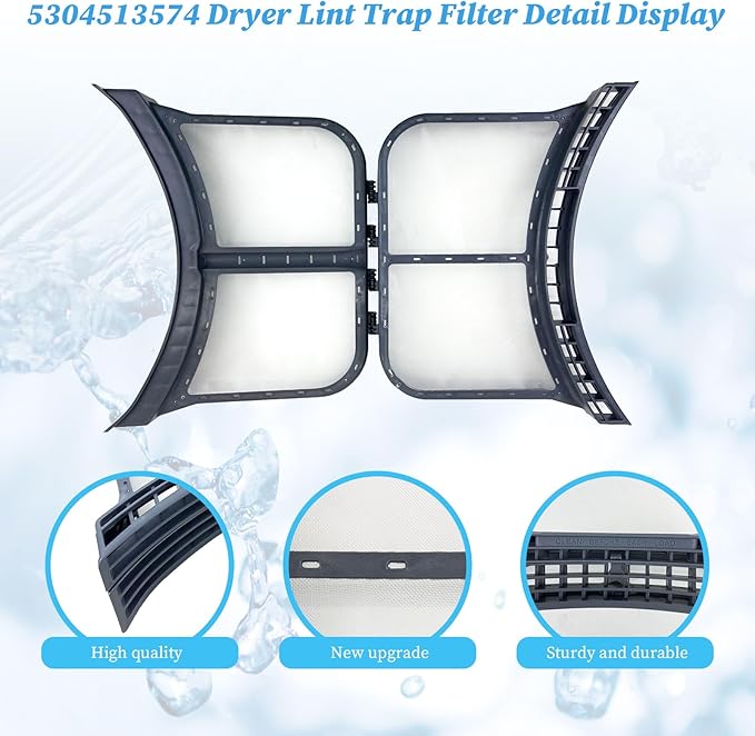 2025 Upgrade 5304513574 Dryer Lint Trap Filter Compatible with Frigidaire/Electrolux, Dryers Filter Assembly Replacement, Lint, Fit Pre RetrofitClamshell, Lint