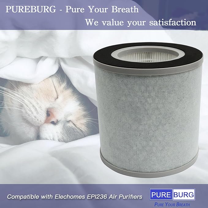 PUREBURG Replacement Filter Compatible with Elechomes EPI236 Air Purifiers,2-Pack H13 HEPA 4-Stage Filtration Activated Carbon 2-in-1 Air Clean Voc Dust Odor PM2.5