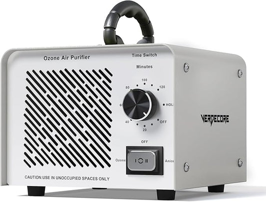 125,000mg/h Ozone Generator, High Capacity Ozone Machine & Negative Ion Air Purifier O3 Air Ionizer Odor Removal for Home, Car, Pets, Basement Covers up to 2500 Sq.Ft. (Silver)