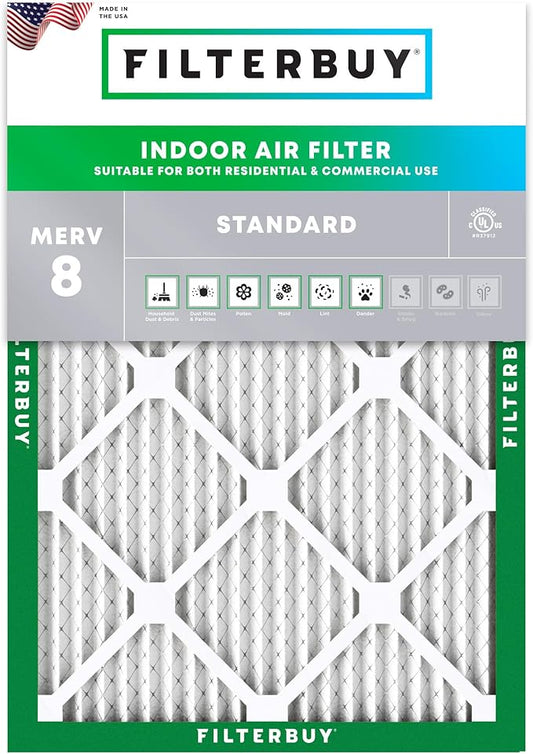 Filterbuy 20x23x1 Air Filter MERV 8 (MPR 700) Dust Defense Replacement (1-Pack), Electrostatic Pleated HVAC AC Furnace Filters, Made in USA (Actual Size: 19.50 x 22.50 x 0.75)
