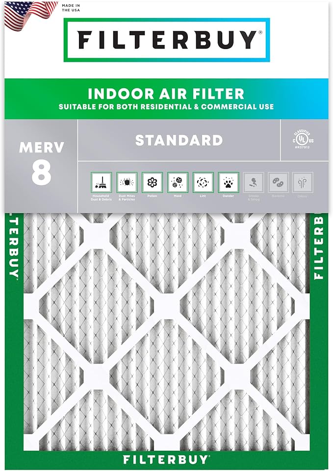 Filterbuy 21x23x1 Air Filter MERV 8 (MPR 700) Dust Defense Replacement (1-Pack), Electrostatic Pleated HVAC AC Furnace Filters, Made in USA (Actual Size: 20.50 x 22.50 x 0.75)