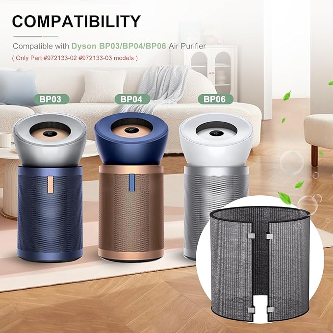 1Pack BP03 BP04 BP06 Activated Carbon Filter Compatible with Dyson Purifier Big + Quiet, For Models BP03/BP04/BP06, High-Efficient Carbon Filter, Park# 972133-02/03