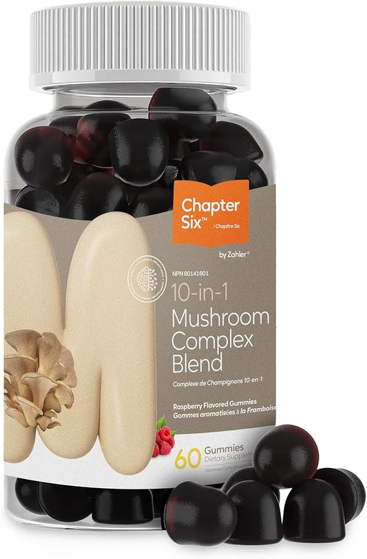 Zahler 10-in-1 Mushroom Gummies Raspberry Flavored with Lions Mane Mushroom, Reishi, Cordyceps, White Button, Plus 6 Adaptogenic Mushrooms 60