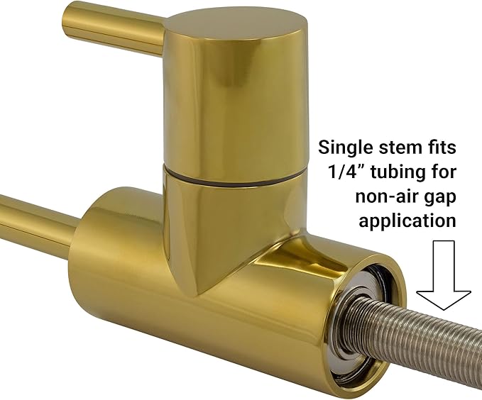 Non-airgap RO Faucet Reverse Osmosis Drinking Water Filtration System Water Dispenser Spout (Bright Gold). Euro Style with Faucet Wrench. NSF Certified.