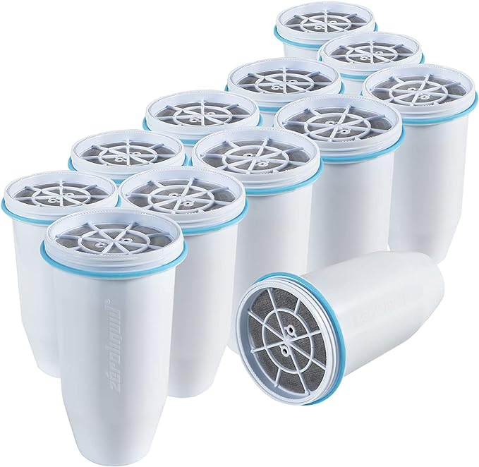ZR-017 Water Filter Replacement for Water Pitchers and Dispensers, Advanced 6-Stage Filter to Remove 99.9% Lead, Chlorine, Fluoride, Heavy Metals, PFOA/PFOS (12 Pack)