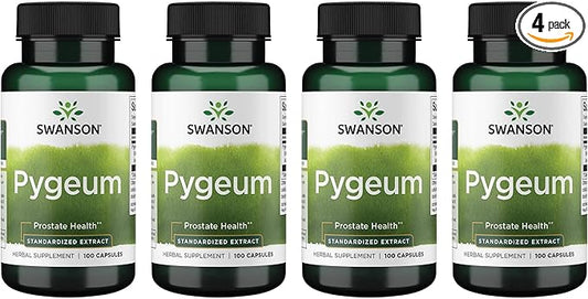 Swanson Pygeum - Herbal Supplement Promoting Male Prostate Health, Bladder, and Urinary Tract Health Support - Mens Health Supplement - (100 Capsules, 125mg Each) (4 Pack)