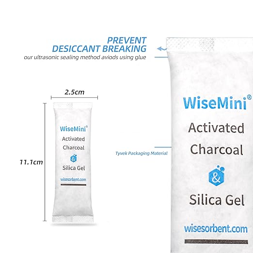 250Pcs 14 Gram Food Safe Desiccant Packs, High Absorption Capacity for Moisture & Odor, Silica Gel & Coconut Shell Activated Carbon Packets for Storage