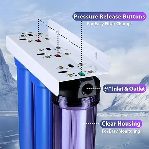 iSpring Heavy Metals Whole House Water Filter System, Reduces Lead, Chloramine, PFAS, Chlorine, Sediments, 3-Stage Whole House Water Filtration System, 3/4" Inlet/Outlet, Model: WCB32C-KS