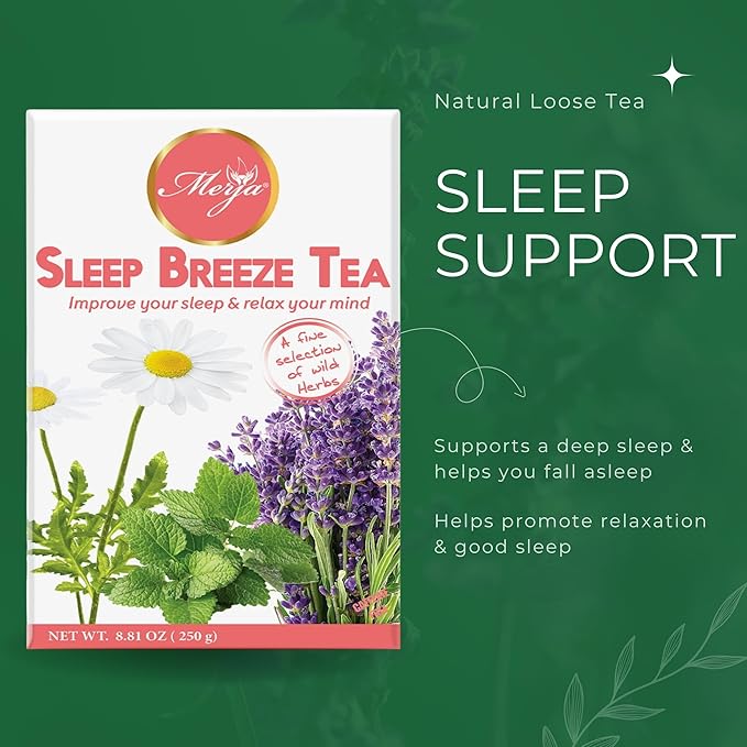 Merja Herbs Sleep Breeze Tea [250g] Caffeine Free for Sleep & Memory Boost | Loose Mediterranean Supports Stress Relief Tea | Herbal Teas & Beverages