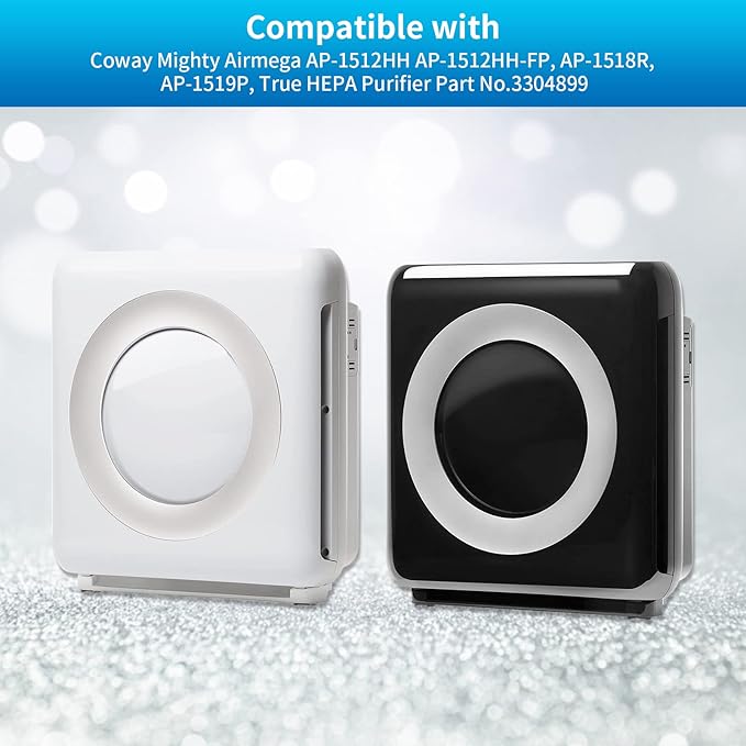 KEEPOW Hepa Filter Replacement Compatible with Coway Air Purifiers, AP-1512HH Filter Replacement Compatible with Coway Airmega AP-1512HH, Part 3304899, 1 Hepa Filters and 2 Carbon Filters (3 Pack)