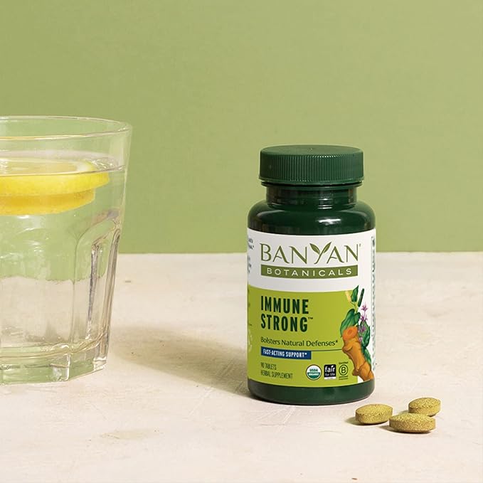 Banyan Botanicals Immune Strong – Organic Supplement with Turmeric & Tulsi ­­– Ayurvedic Immune Formula That Supports The Body's Natural Defenses* – 90 Tablets – Non-GMO Sustainably Sourced Vegan
