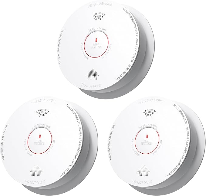 Smoke Detector Carbon Monoxide Detector Combo 10 Year Battery with Bilingual Voice Alerts,UL 217-9th Standard Fire Smoke & Carbon Monoxide Alarms for Home Standalone Model 3 Pack