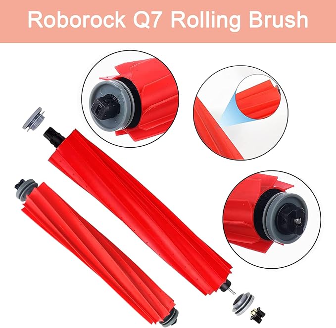 Q7 Series Replacement Parts for Roborock Q7 Q7+ Q7 Max Q7 Max+ Robot Vacuum, 1 Main Brush,4 Side Brushes, 4 HEPA Filters