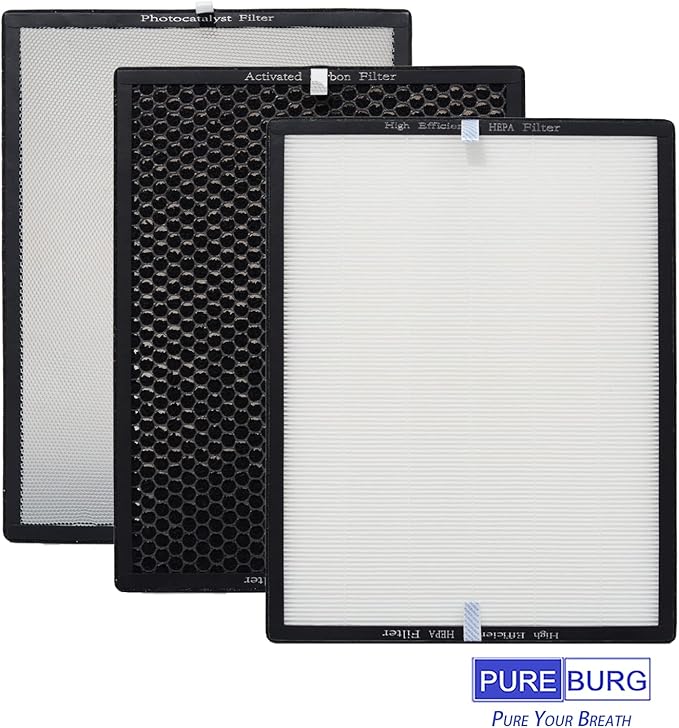 PUREBURG Replacement Filter Set Compatible with Turonic PH950 & Extract-All AMB1 Air Purifiers,H13 True HEPA Activated carbon Set with Humidifier Filter 4-Stage Filtration