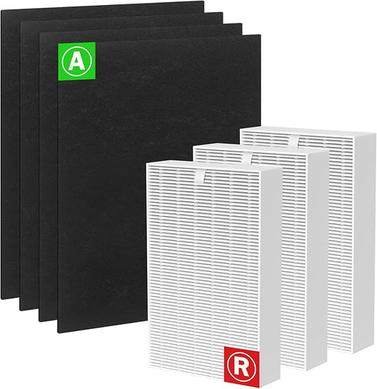 HPA300 Replacement Filter Compatible with Honeywell Air Purifier HPA300 HPA304 Series, 3 HEPA Filter R & 4 Pre-Filter, HRF-R3