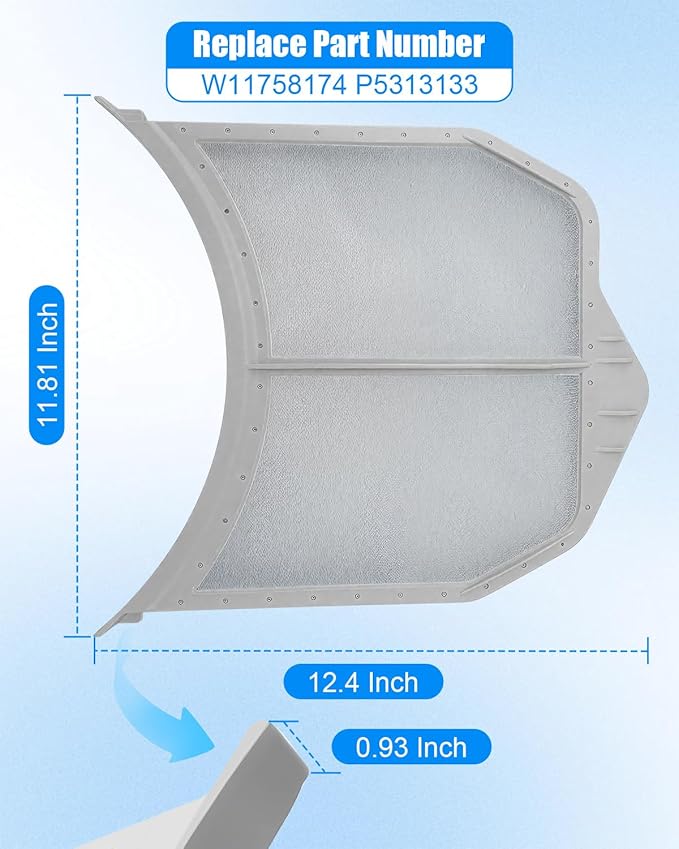 W11758174 Dryer Lint Filter Fit for Maytag MED5630HW2 DY12229000CY PS11755878 AP5805320 YIED5900HW0 YIED5900HW1 YIED5900HW2 and More, Dryer Lint Filter Trap Screen Replace W11758174 p5313133