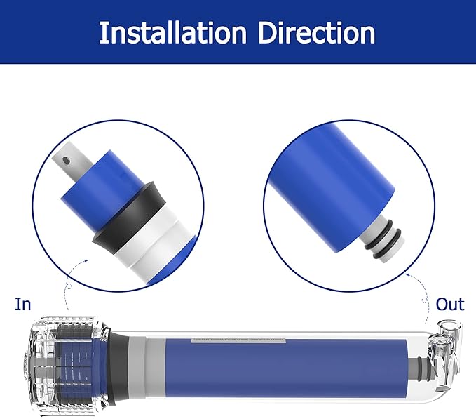 100 GPD RO Membrane Filter Replacement with Reverse Osmosis Membrane Housing, Wrench, 1/4" Quick-Connect Fitting, Check Valve, Fit Under Sink RO Home Drinking Water Filter Filtration Purifier System