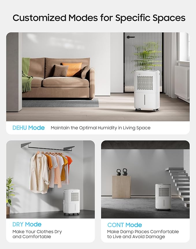 2500 Sq.Ft Dehumidifier for Basement Home, ASAHWo 34 Pints Dehumidifier with Drain Hose, Quiet Portable Dehumidifiers for Bathroom Large Room, Bedroom, Auto Defrost,Smart Humidity Control,24H Timer