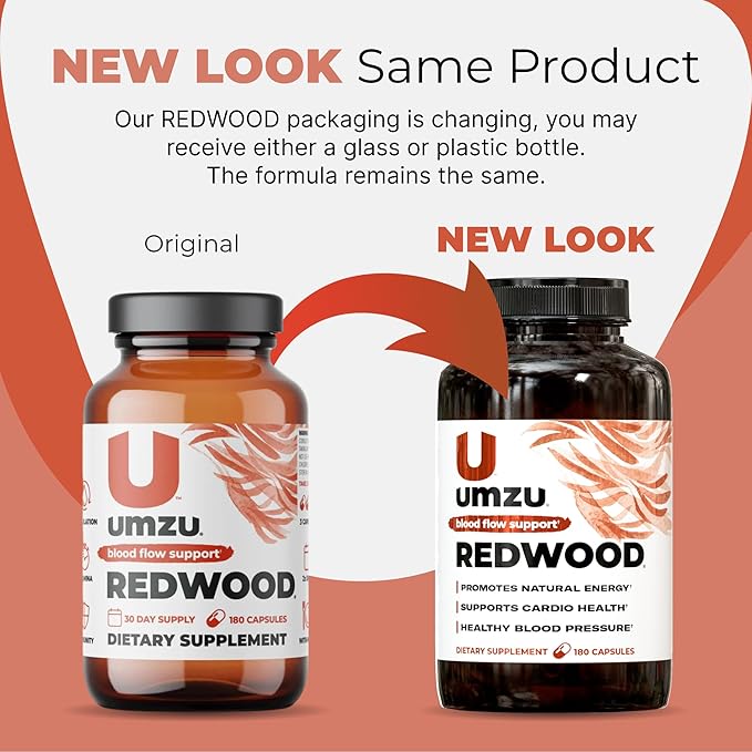 UMZU Redwood Nitric Oxide Booster, 1-Month Supply – Nitric Oxide Supplement with Vitamin C, Garlic & Horse Chestnut – Supports Healthy Circulation, Blood Flow, Energy, Stamina and Daily Vitality