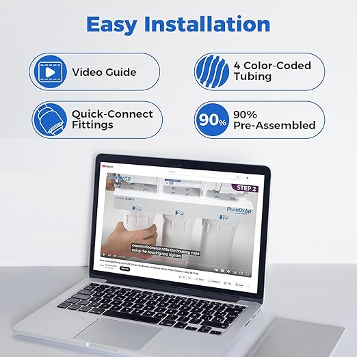 RTW5 5 Stage Reverse Osmosis Water Filter System with Innovative Top-Mounted Faucet Design, TDS Reduction 50 GPD Under Sink RO Water Filtration Plus Extra 3 Filters