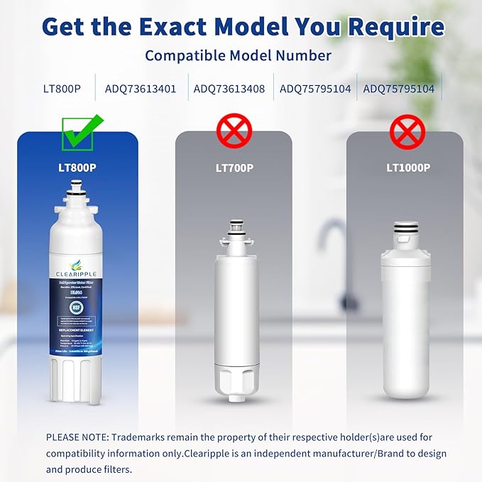 ADQ73613401 Compatible with LG LT800P, LT800PC, ADQ736134, ADQ73613402, LSXS26326S, LSXS26366S, LMXS30776S, LSXS26366D, LMXC23746S, 46-9490, 469490, NSF Certified Refrigerator Water Filter