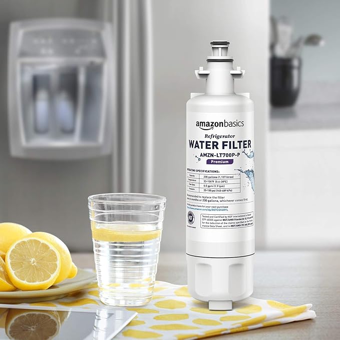 Amazon Basics Replacement LG LT700P Refrigerator Water Filter Cartridge - Pack of 3, Premium Filtration