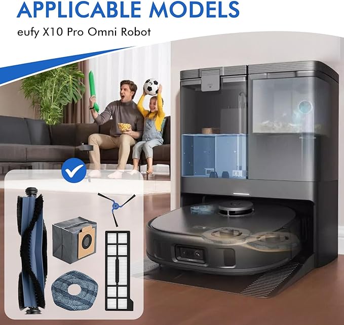 30 Pack X10 Pro Replacement Parts Compatible with eufy X10 Pro Omni Robot Vacuum,2 Main Brushes,8 Side Brushes+ 6 HEPA Filters+6 Mop Cloths+ 6 Dust Bags+2 Tools