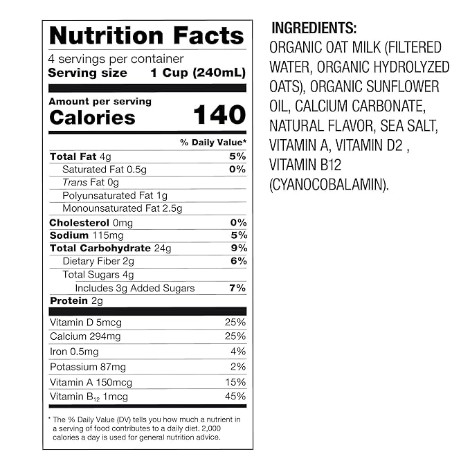 Oatsome Organic Oat Milk, 1-Liter Carton, Regular, 33.8 Fl Oz (Pack of 1)