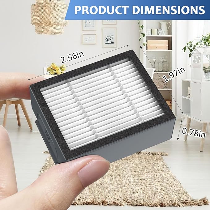 12-pack 4639161 High-Efficiency Filter for iRobot Replacement Parts Vacuum Filter, Roomba e, i & j Series, and Roomba Combo i1+ i3 i3+ i4 i5 and j5 Series