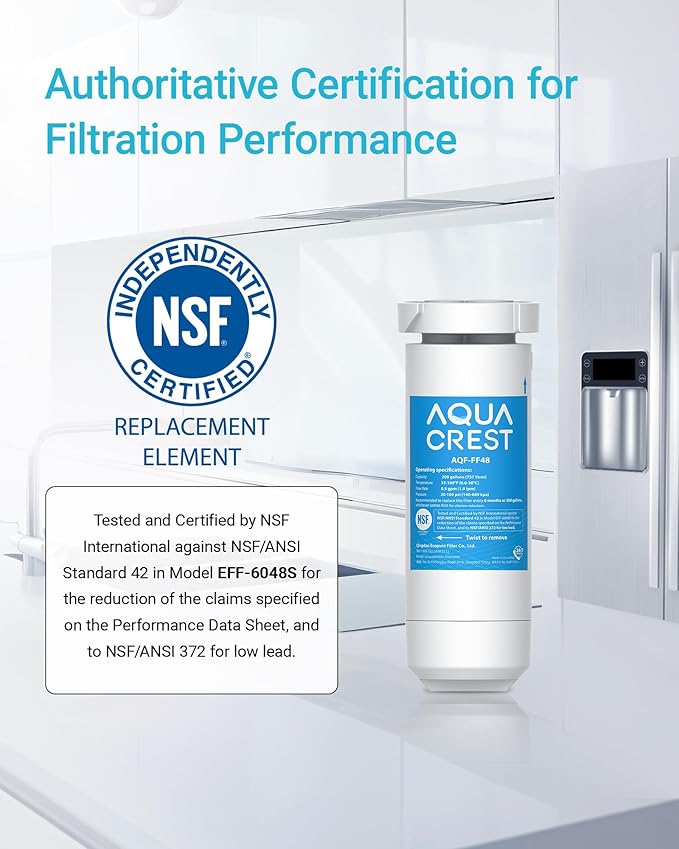AQUA CREST XWF Replacement for GE® XWF, NSF Certified Refrigerator Water Filter, 3 Filters (Not XWFE®)