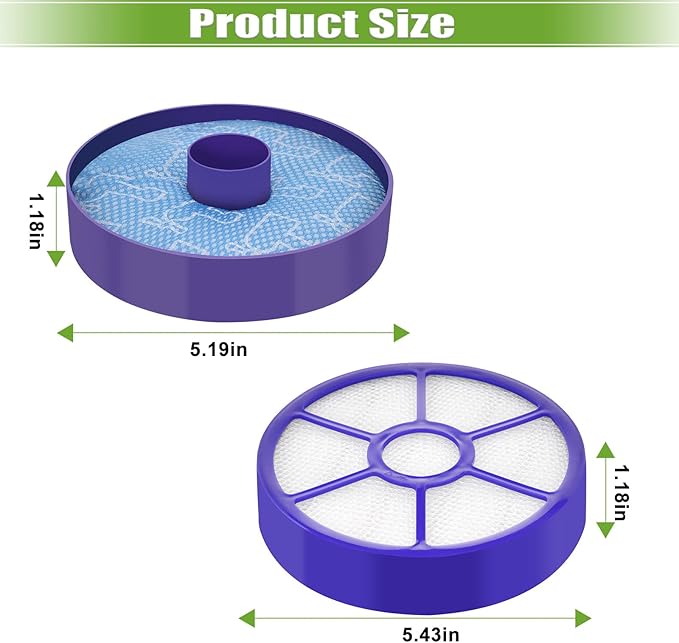 2 Pack Pre-Motor Filter & Post-Motor Exhaust HEPA Filter Replacement for Dyson DC33 Multi Floor, DC33 Total Clean, and DC33 Exclusive Vacuum Cleaners, Replace Part # 919563-02 & 921616-01