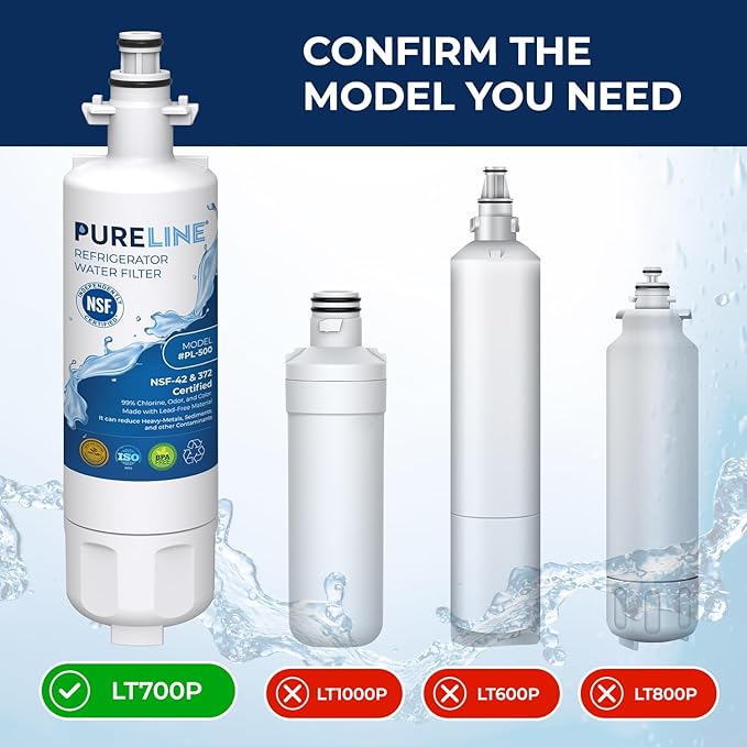 Pureline 9690, LT700P Replacement for LG LT700P, Kenmore Elite 9690, Kenmoreclear 46-9690, ADQ36006101, HDX FML-3, Refrigerator Water Filter - Reduces Bad Taste & Odor